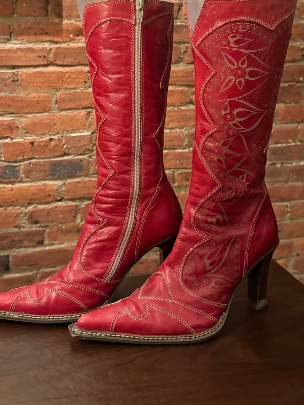 Rare & Iconic ❤️ Destroy Red Leather Boots ❤️ Made in Spain ❤️ FIRM PRICE